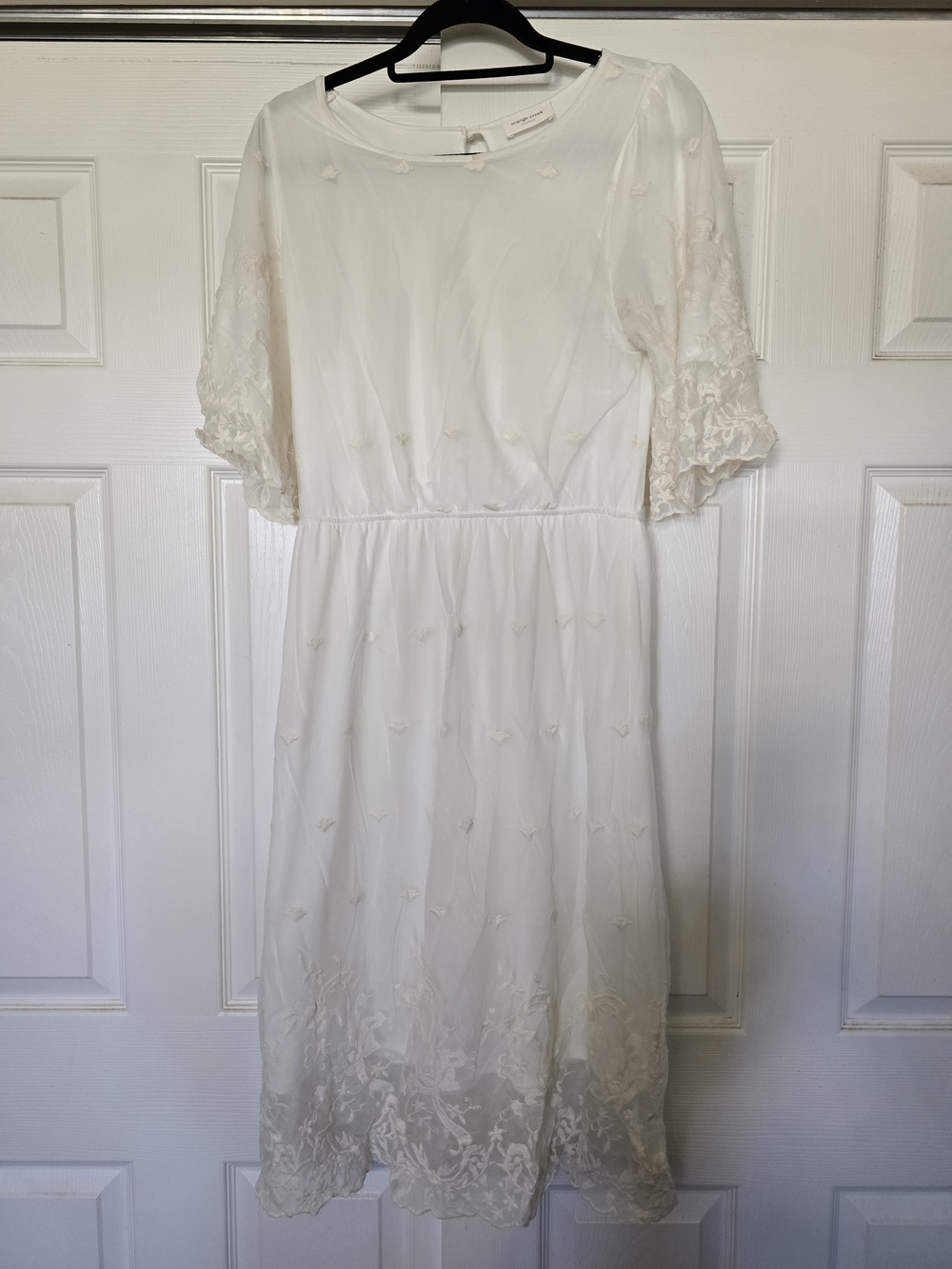 orange creek White Embroidered Midi Dress